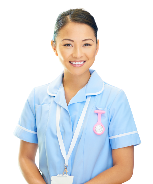 Female nurse who is smiling as she is happy working for concept care recruitment